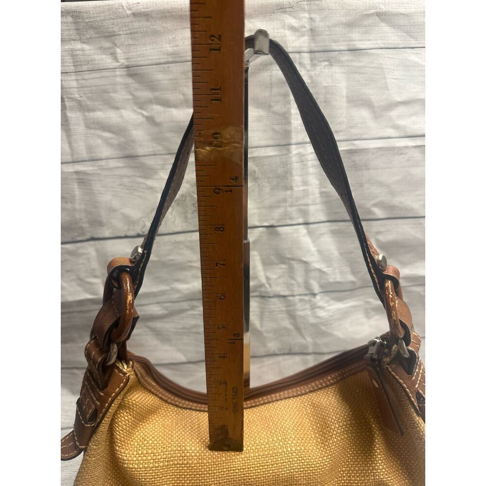 Fossil Paisley Bottom Shoulder Bag Leather & Wood Trim Hobo Purse - Picture 13 of 15